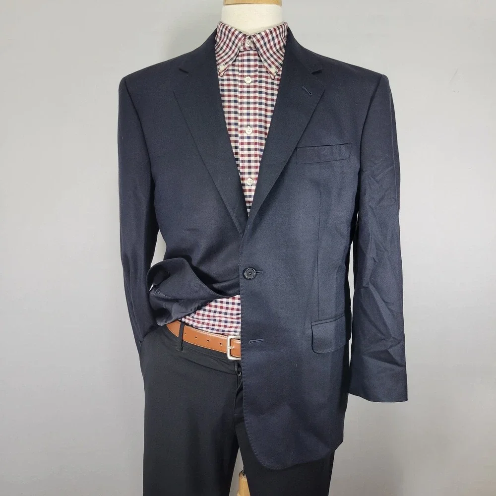 JOS A BANK 2B Signature Gold Men's Sport Coat Blazer Navy Silk Wool Cashmere 42S